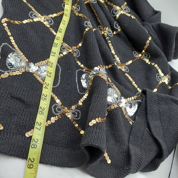 Work In Progress Women’s Black Sweater Size XL 18 / 20 Sequins Bow - Picture 6 of 8